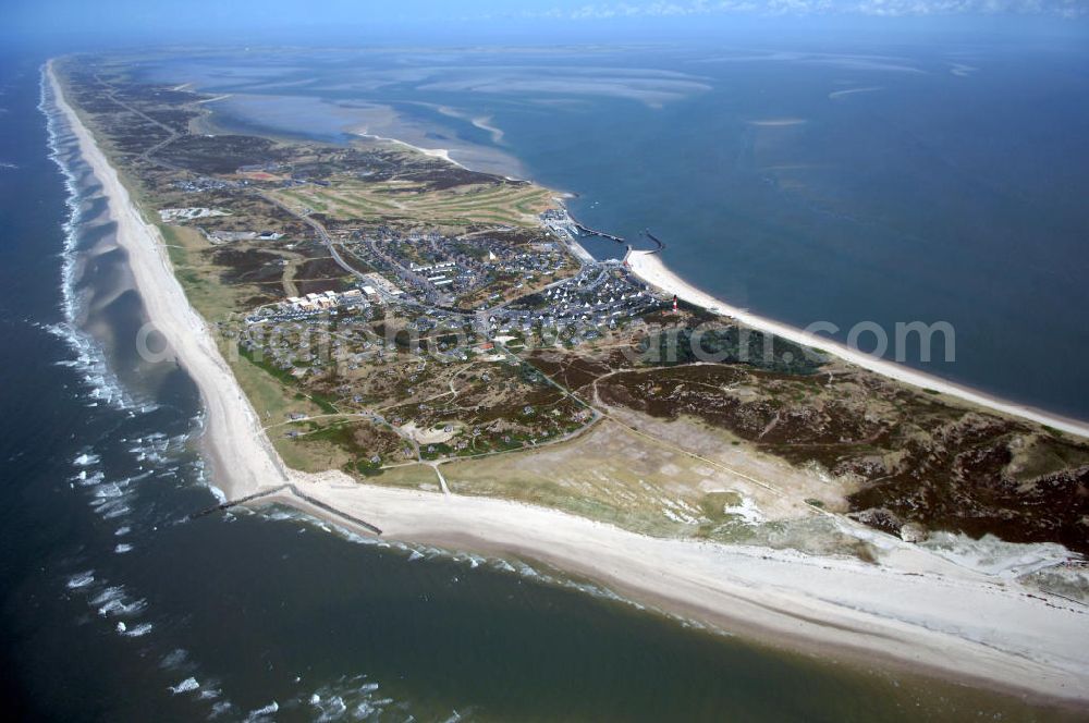 Aerial image Hörnum auf Sylt - Stadtansicht von Hörnum auf Sylt. Kontakt: Tourismus-Service Hörnum, Rantumer Str. 20, 25997 Hörnum/Sylt, Tel. +49(0)4651 9626-0, Fax +49(0)4651 9626-66, E-Mail: info@hoernum.de