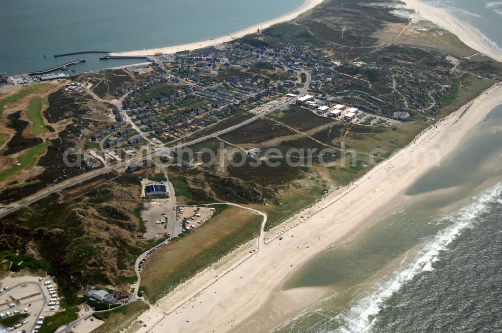 Hörnum auf Sylt from the bird's eye view: Stadtansicht von Hörnum auf Sylt. Kontakt: Tourismus-Service Hörnum, Rantumer Str. 20, 25997 Hörnum/Sylt, Tel. +49(0)4651 9626-0, Fax +49(0)4651 9626-66, E-Mail: info@hoernum.de