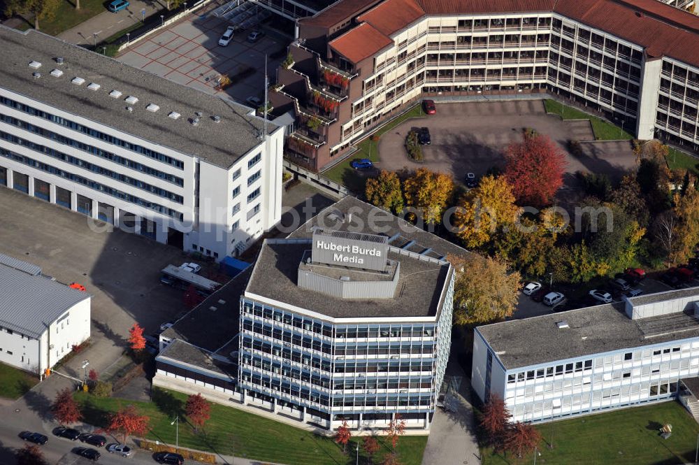 Aerial photograph Offenburg - Die Verlagsgebäude des Konzerns Hubert Burda Media Holding Kommanditgesellschaft in Offenburg. The publishers buildings of the concern Hubert Burda Media Holding limited commercial partnership at the town Offenburg.