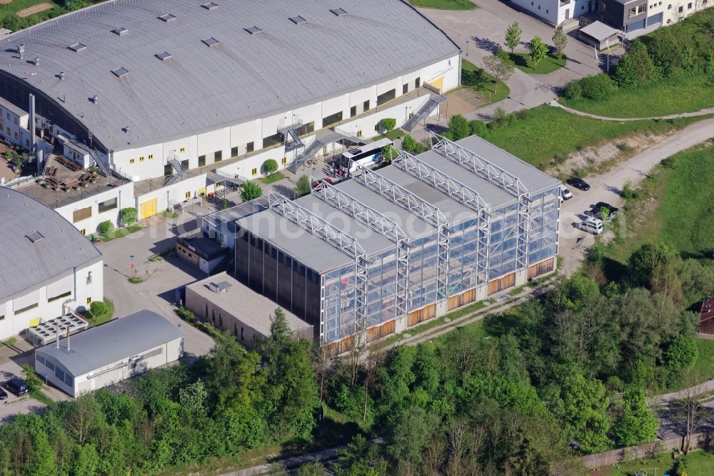 Aerial image Bad Tölz - Helicopter simulator hall of the Mountain Conservation Center for Safety and Training ZSA in Bad Toelz in the state of Bavaria, Germany