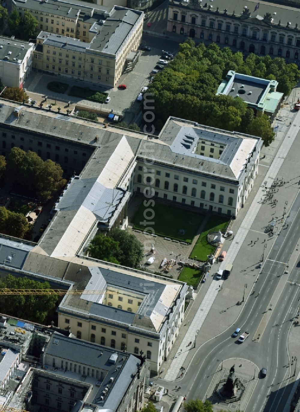 Berlin from above - Campus building of the university Humboldt-Universitaet zu Berlin Unter den Linden in the district Mitte in Berlin, Germany