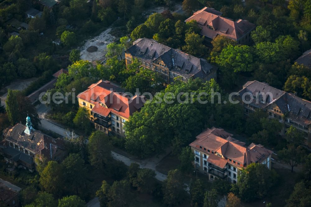 Leipzig from the bird's eye view: Buildings of the multi-family house settlement Parkstadt Leipzig in the district Meusdorf in Leipzig in the state Saxony, Germany