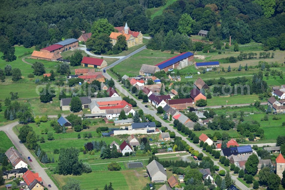 Beesdau from the bird's eye view: Rows of houses of the village Beesdau in the state of Brandenburg in Germany