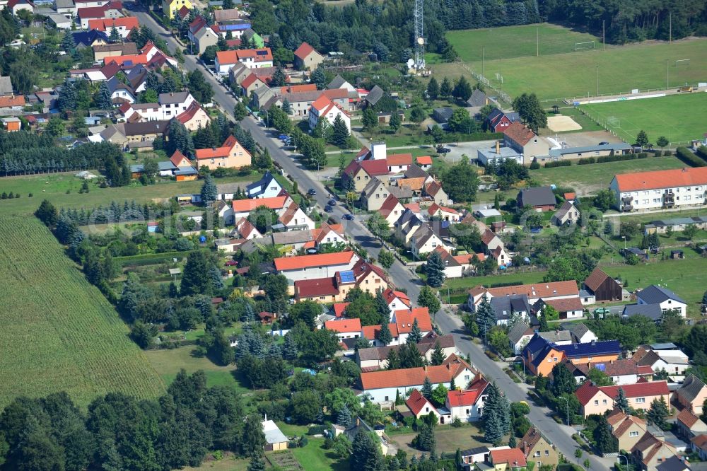 Aerial image Tettau - Rows of houses of the village Tettau in the state of Saxony in Germany