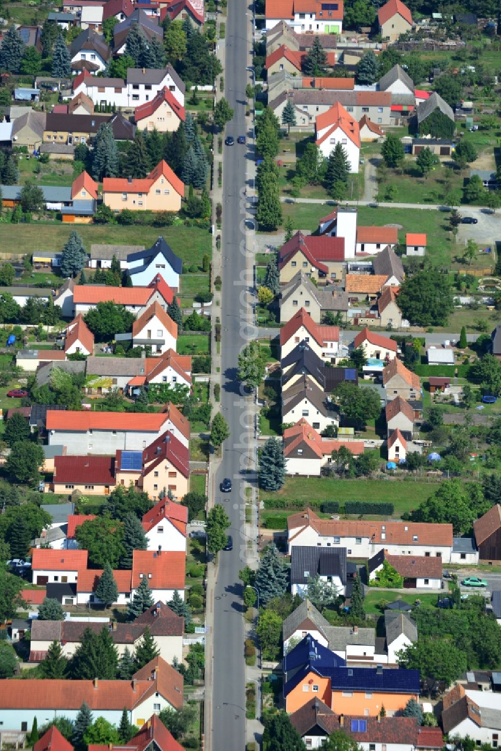 Aerial image Tettau - Rows of houses of the village Tettau in the state of Saxony in Germany