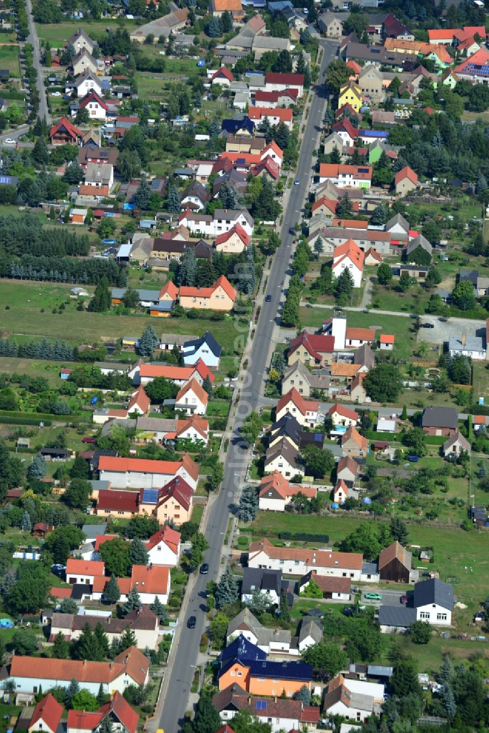 Tettau from above - Rows of houses of the village Tettau in the state of Saxony in Germany