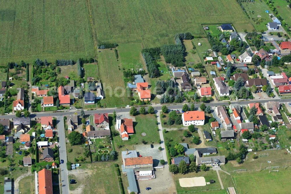 Tettau from the bird's eye view: Rows of houses of the village Tettau in the state of Saxony in Germany