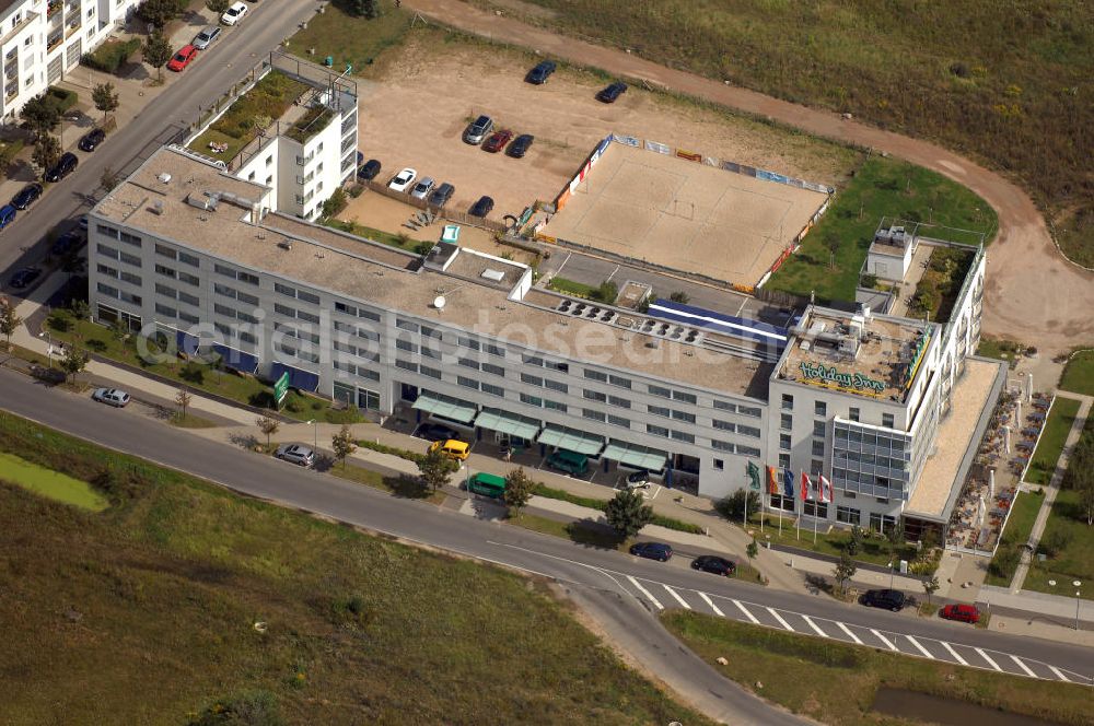 Aerial image Schönefeld - 24.08.2007 Schönefeld Der Gewerbepark Schönefeld - südlich von Berlin - wird anspruchsvolle Architektur mit hoher städtebaulicher und grünplanerischer Qualität verbinden. Die HVB Immobilien AG bietet an diesem attraktiven Standort Grundstücke zum Verkauf.