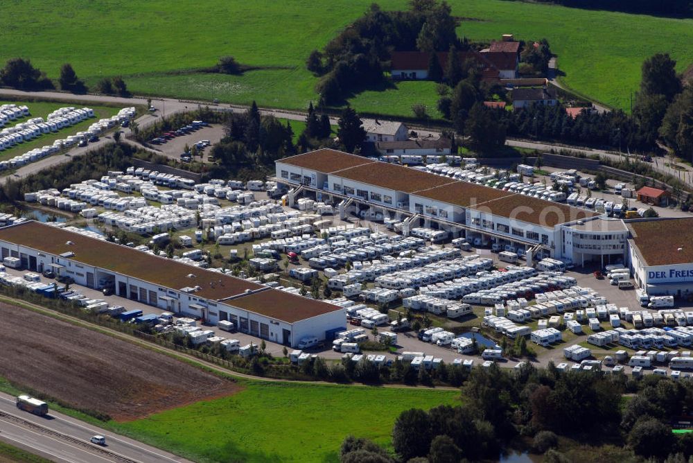 Aerial image Sulzemoos - Blick auf das HYMER-Zentrum Sulzemoos. Das HYMER-Zentrum bietet die komplette Produktpalette an HYMER-Reisemobilen und Wohnwagen. Kontakt: HYMER-Zentrum Sulzemoos - Freistaat Caravaning & More, Ohmstr. 14, 85254 Sulzemoos, Tel.: 8135 - 937 200, info@hymer-muenchen.de