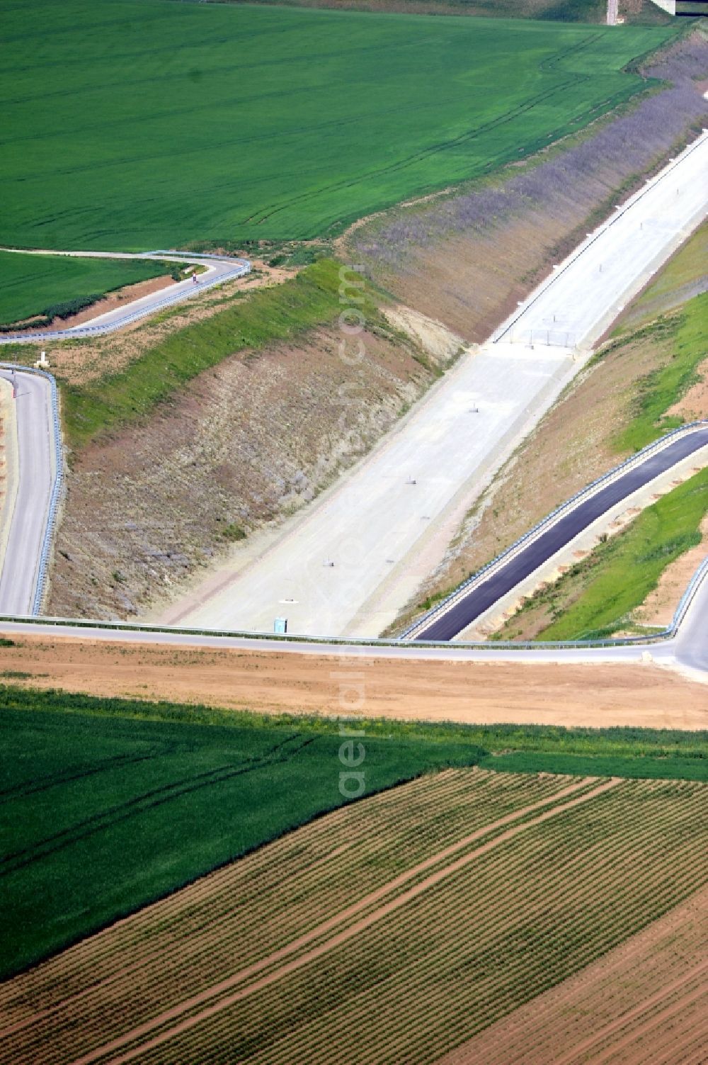 Aerial image Steigra OT Kalzendorf - ICE new stretch of railway track near by Kalzendorf in Saxony-Anhalt