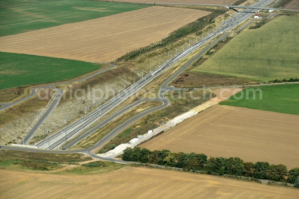 Steigra from above - ICE- Track connections a railroad track in a railway tunnel - viaduct Osterberg- Tunnel in Steigra in Saxony-Anhalt