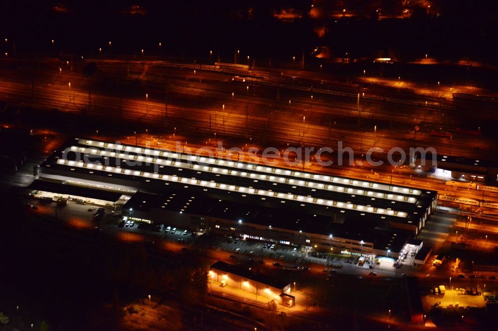 Berlin from above - Night image with a view over the ICE works at the Saganer Strasse in Rummelsburg in the district Treptow-Koepenick in Berlin