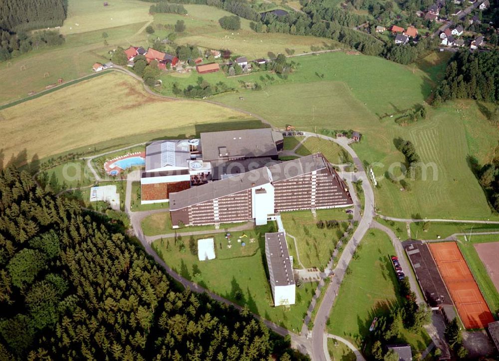 Schöneck / Vogtland from the bird's eye view: IFA Ferienpark Schöneck GmbH Hohe Reuth 5 08261 Schöneck Telefon und E-Mail Tel.: (03 74 64) 30 Fax: (03 74 64) 31000 Email: info@ifa-ferienpark-vogtland.de