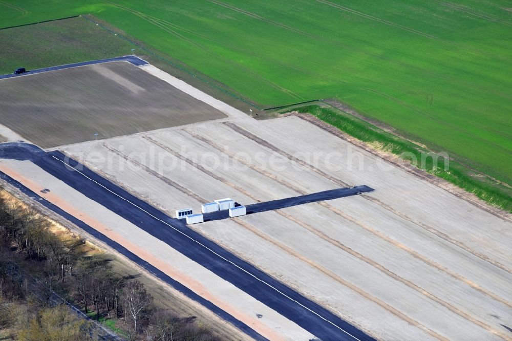 Aerial image Hönow - Parking and storage space for automobiles along the Berliner Allee to the IGA Internationale Gartenausstellung in Hoenow in the state Brandenburg