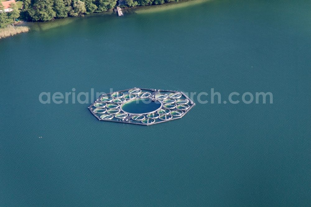 Aerial photograph Stechlin - Sea laboratory on the water surface of the Stechlinsee in the state of Brandenburg