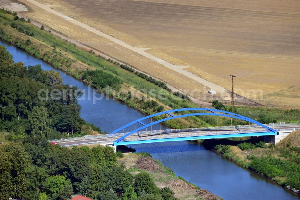 Ihleburg from above - Ihleburg Bridge over the Elbe-Havel-Canel in the state Saxony-Anhalt