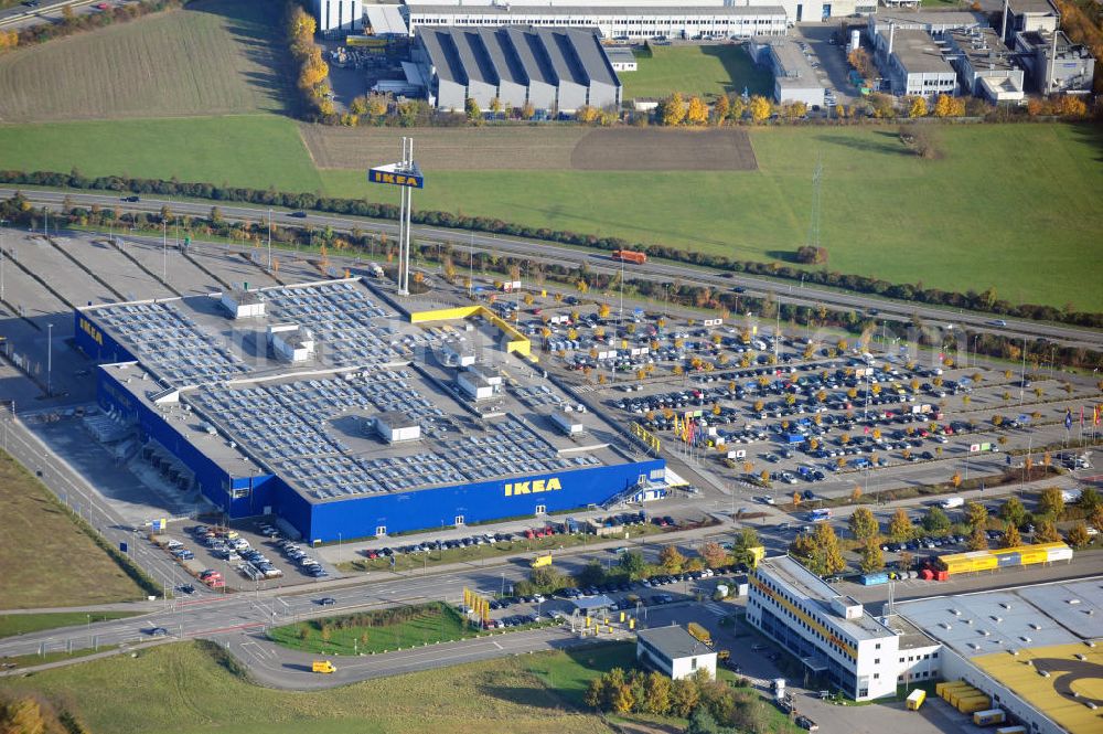 Aerial image Augsburg - Blick auf das IKEA Einrichtungshaus in Augsburg-Gersthofen / Bayern. View of the IKEA furniture shop in Augsburg-Gersthofen / Bavaria.