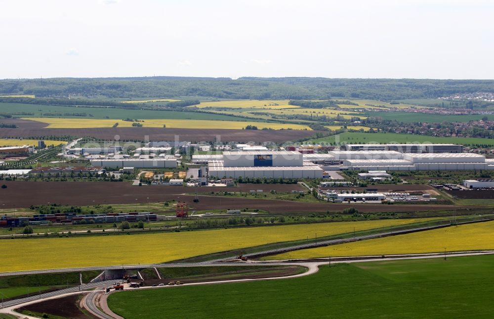 Aerial image Erfurt - IKEA warehouse and logistics center in Erfurt West LVN freight center in Erfurt in Thuringia