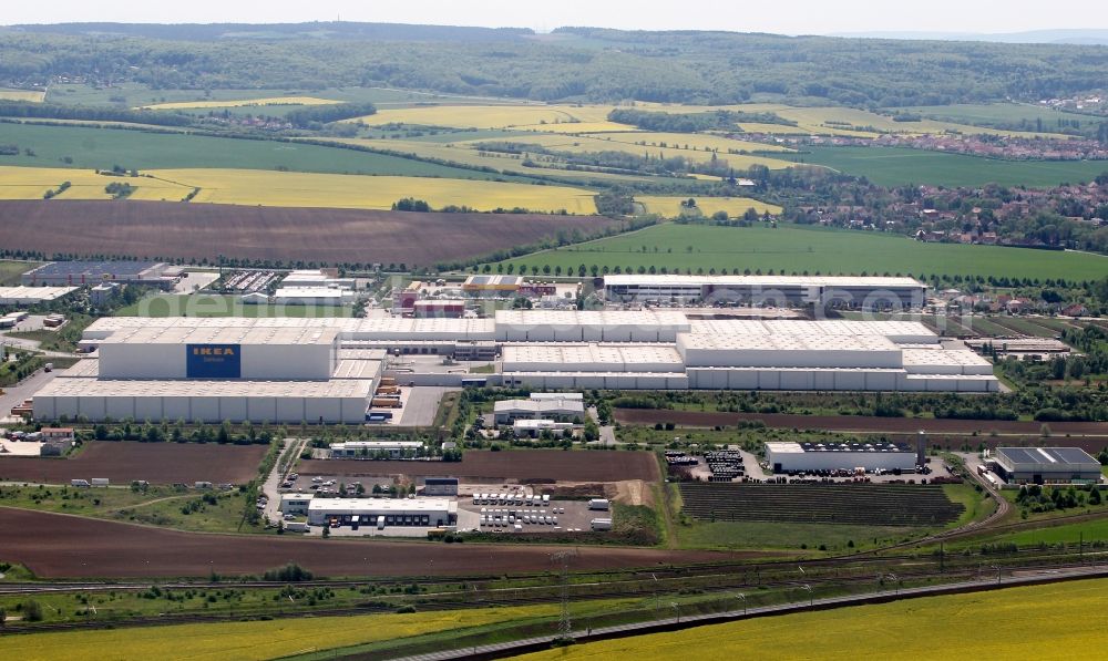 Aerial photograph Erfurt - IKEA warehouse and logistics center in Erfurt West LVN freight center in Erfurt in Thuringia