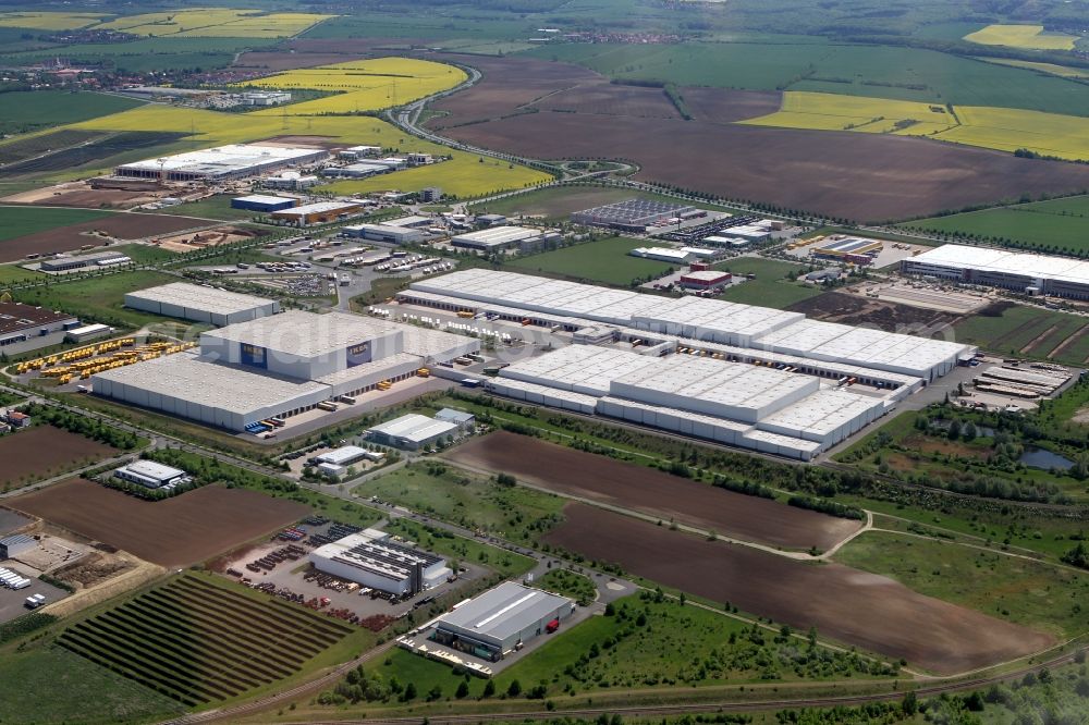 Erfurt from above - IKEA warehouse and logistics center in Erfurt West LVN freight center in Erfurt in Thuringia