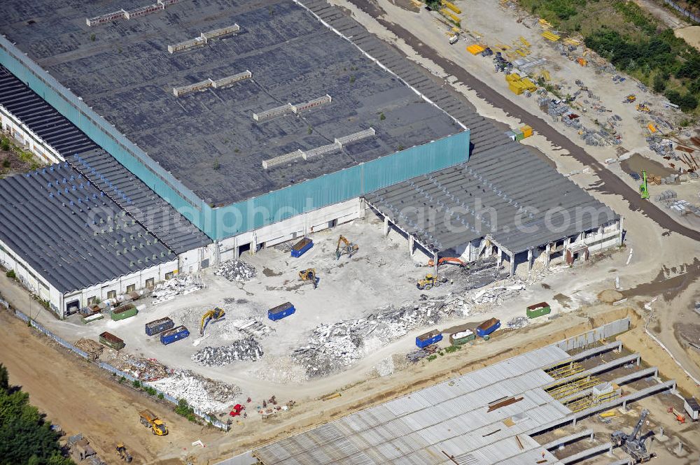 Aerial image Berlin - Blick auf die IKEA Baustelle in Berlin Lichtenberg. Bis zum November diesen Jahres entsteht hier an der Landsberger Allee der zweitgrößte Ikea-Standort in Europa mit 22 000 Quadratmetern und zugleich das dritte Berliner Einrichtungshaus. Eröffnung soll Anfang November 2010 sein. View of the IKEA construction area in Berlin Lichtenberg. It is the third furniture store in Berlin.