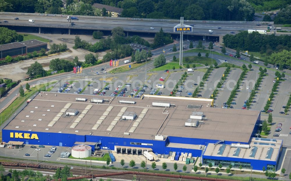 Duisburg from the bird's eye view: View of the furniture store IKEA in Duisburg