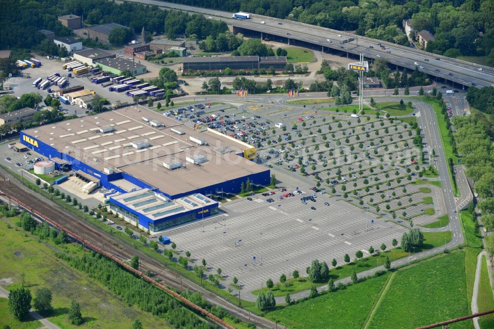 Aerial image Duisburg - View of the furniture store IKEA in Duisburg