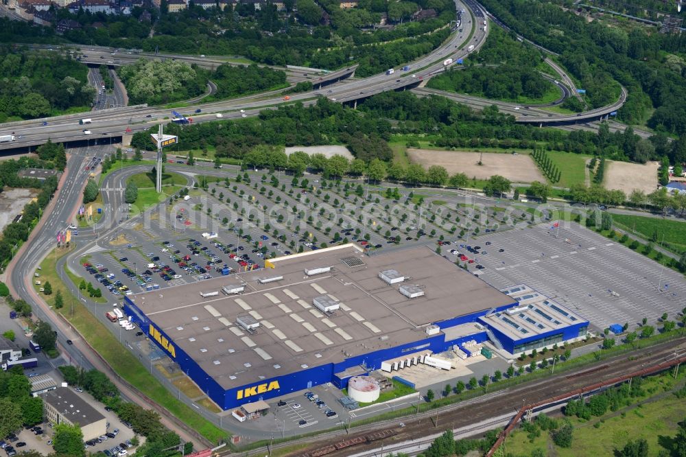 Aerial photograph Duisburg - View of the furniture store IKEA in Duisburg