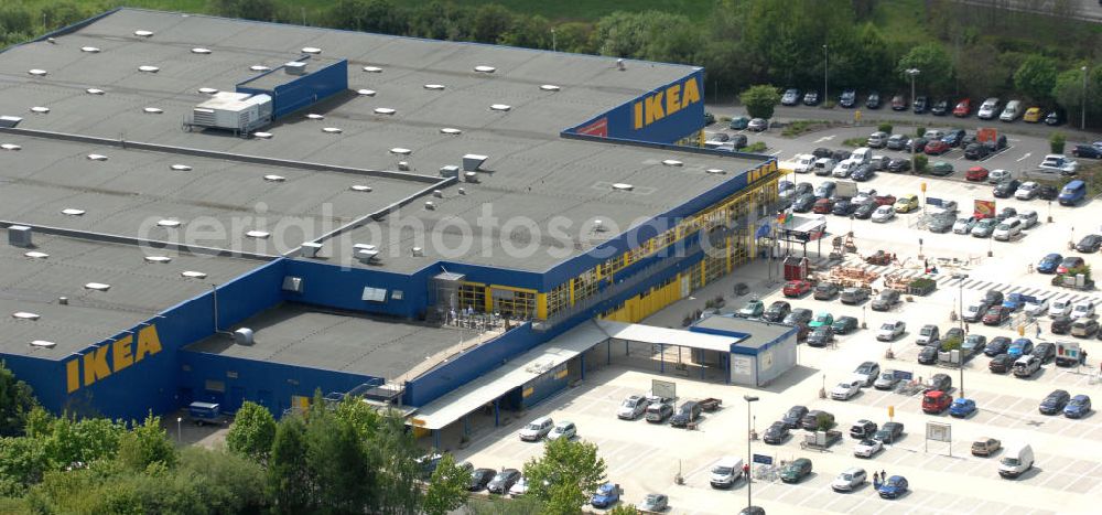 Aerial image Chemnitz - Blick auf das IKEA - Einrichtungshaus im Neefepark 5 in Chemnitz an der Autobahn E 441. View of the IKEA - furniture store in Neefepark 5 in Chemnitz at the highway E 441st.