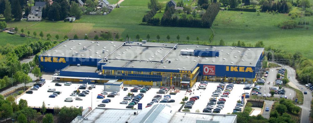 Chemnitz from above - Blick auf das IKEA - Einrichtungshaus im Neefepark 5 in Chemnitz an der Autobahn E 441. View of the IKEA - furniture store in Neefepark 5 in Chemnitz at the highway E 441st.