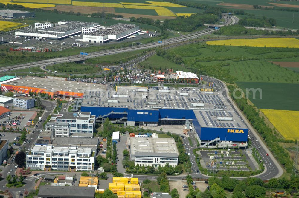 Frankfurt am Main from above - Blick auf das IKEA Einrichtungshaus in Frankfurt am Main an der Züricher Straße 7 in 60437 Frankfurt Nieder-Eschbach.