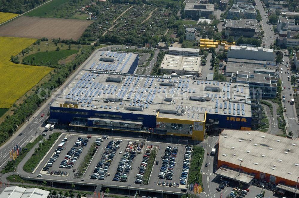 Frankfurt am Main from the bird's eye view: Blick auf das IKEA Einrichtungshaus in Frankfurt am Main an der Züricher Straße 7 in 60437 Frankfurt Nieder-Eschbach.