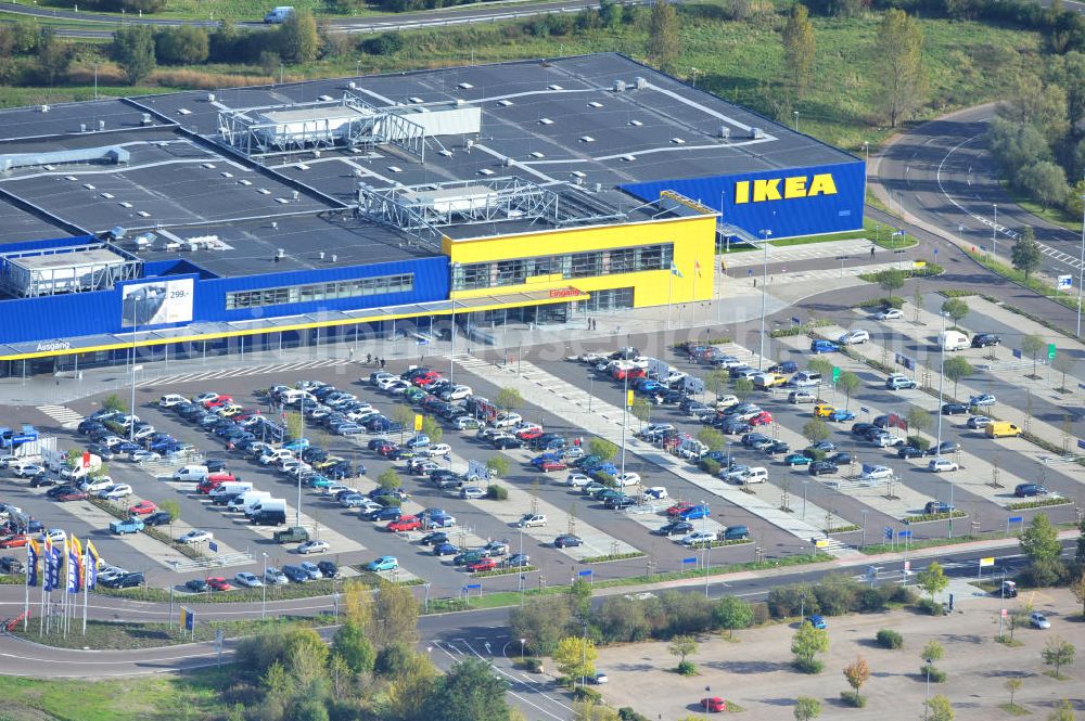 Aerial photograph Günthersdorf - IKEA furniture store in Günthersdorf in Saxony-Anhalt