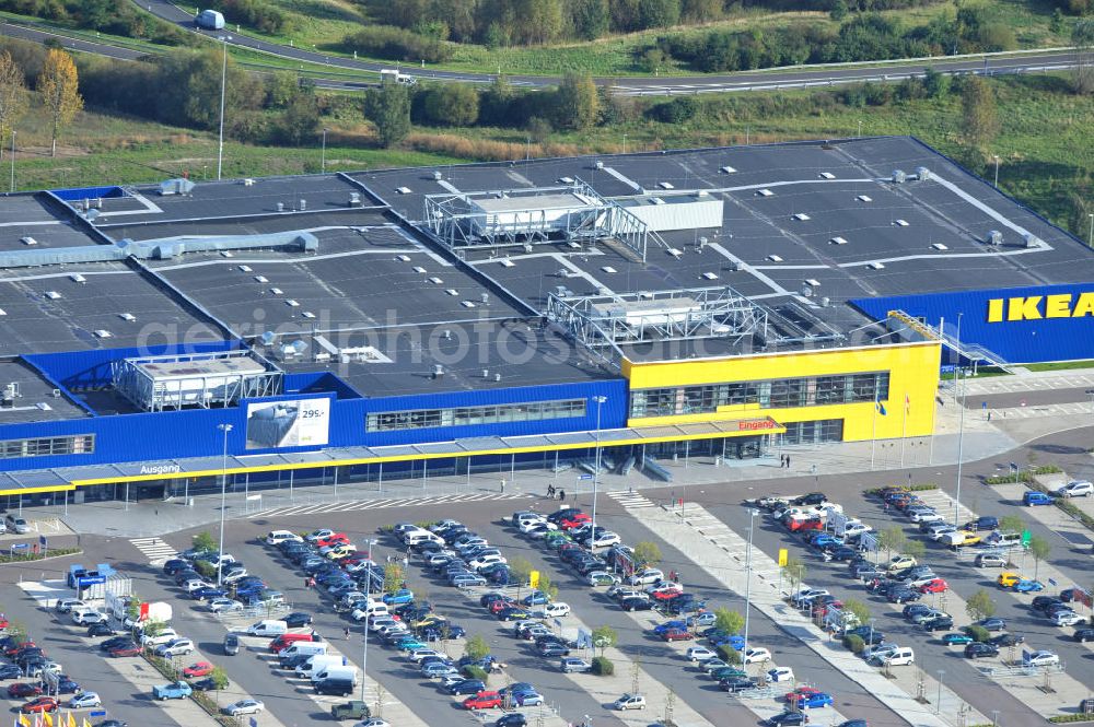 Günthersdorf from above - IKEA furniture store in Günthersdorf in Saxony-Anhalt