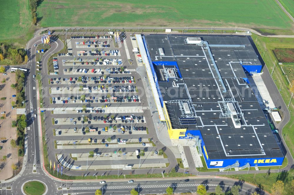 Aerial photograph Günthersdorf - IKEA furniture store in Günthersdorf in Saxony-Anhalt