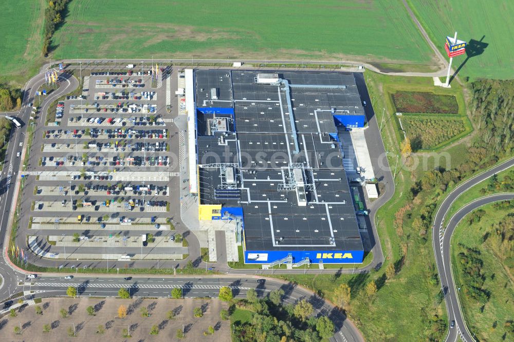 Günthersdorf from above - IKEA furniture store in Günthersdorf in Saxony-Anhalt