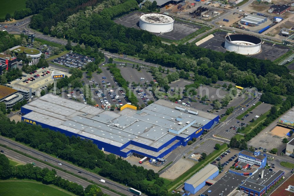 KÖLN from above - IKEA store in the Godorfer Str. Godorf in the district of Cologne in North Rhine-Westphalia