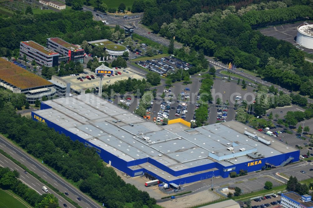 KÖLN from the bird's eye view: IKEA store in the Godorfer Str. Godorf in the district of Cologne in North Rhine-Westphalia