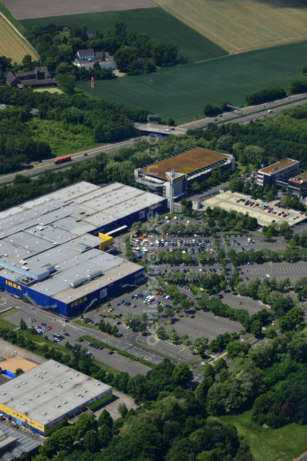 KÖLN from above - IKEA store in the Godorfer Str. Godorf in the district of Cologne in North Rhine-Westphalia