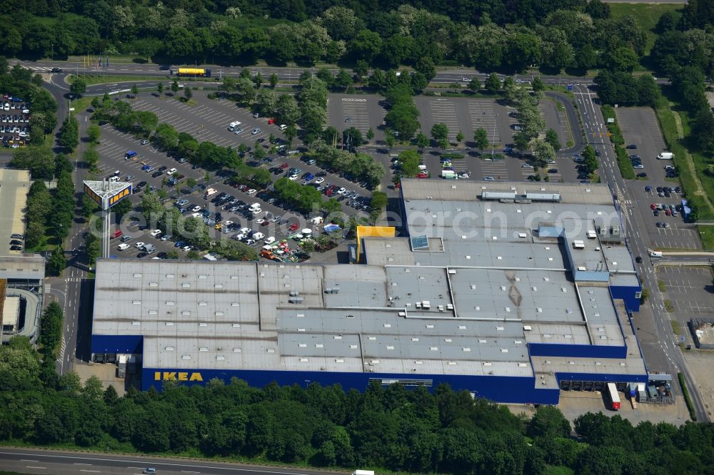 KÖLN from above - IKEA store in the Godorfer Str. Godorf in the district of Cologne in North Rhine-Westphalia