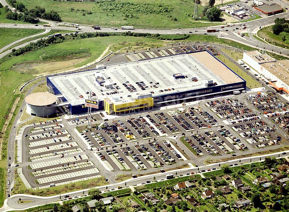 Hamburg - Moorfleet from the bird's eye view: IKEA-Einrichtungshaus in Hamburg - Moorfleet an der Autobahnabfahrt Moorfleet (E22). Mit am Standort der neue BAUHAUS - Baumarkt.