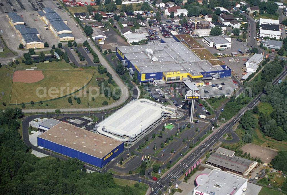 Aerial image Hanau / Hessen - : Blick auf das IKEA Einrichtungshaus Hanau. IKEA Deutschland GmbH & Co.KG,Niederlassung Hanau,Oderstrasse 21,63452 Hanau