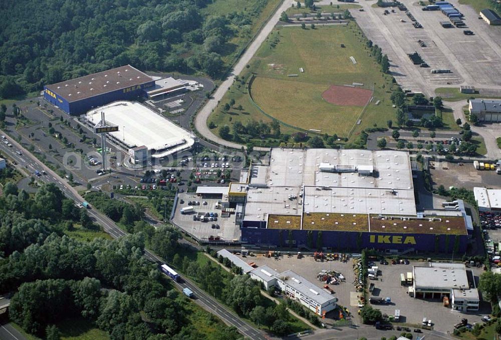 Aerial image Hanau / Hessen - : Blick auf das IKEA Einrichtungshaus Hanau. IKEA Deutschland GmbH & Co.KG,Niederlassung Hanau,Oderstrasse 21,63452 Hanau