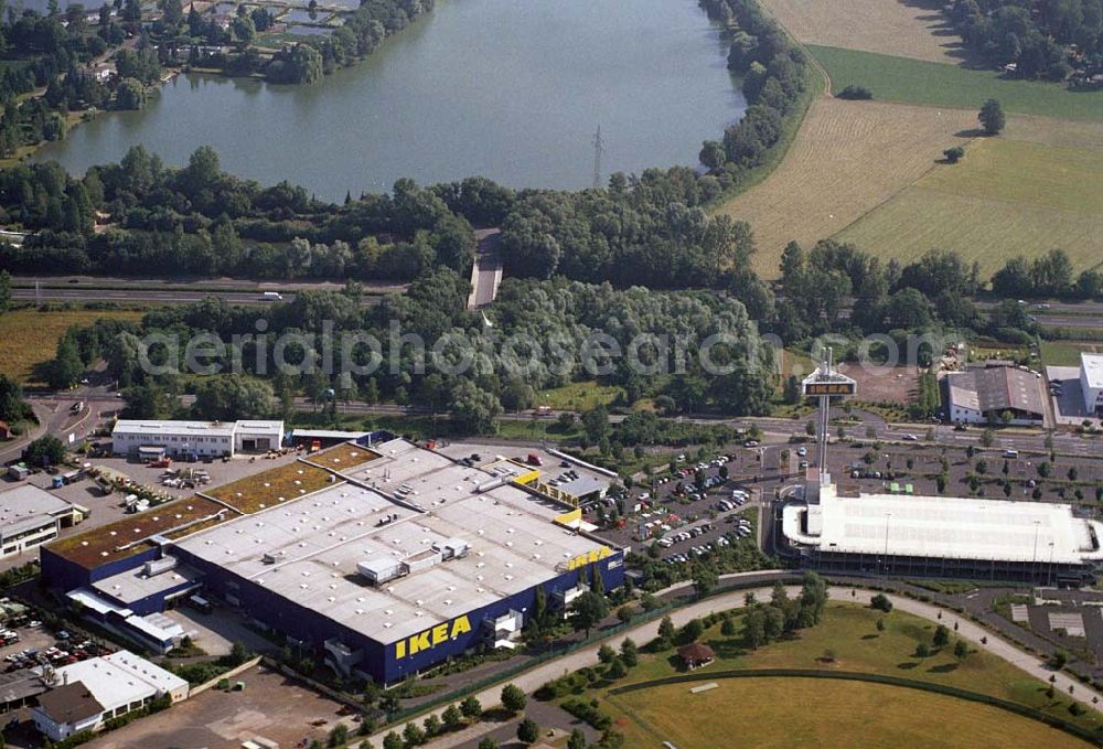 Aerial photograph Hanau / Hessen - : Blick auf das IKEA Einrichtungshaus Hanau. IKEA Deutschland GmbH & Co.KG,Niederlassung Hanau,Oderstrasse 21,63452 Hanau