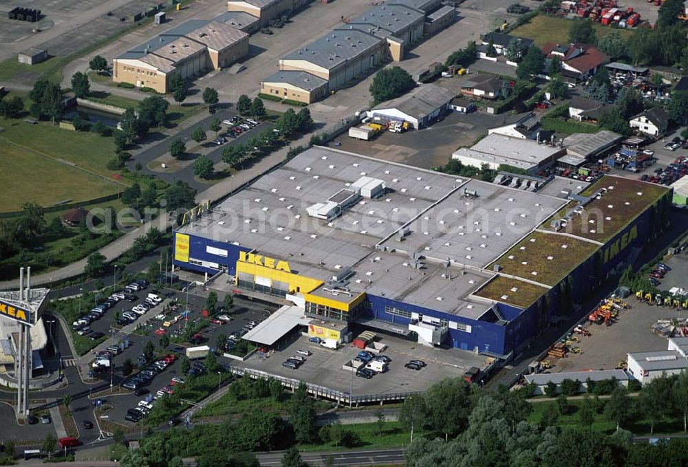 Aerial photograph Hanau / Hessen - : Blick auf das IKEA Einrichtungshaus Hanau. IKEA Deutschland GmbH & Co.KG,Niederlassung Hanau,Oderstrasse 21,63452 Hanau