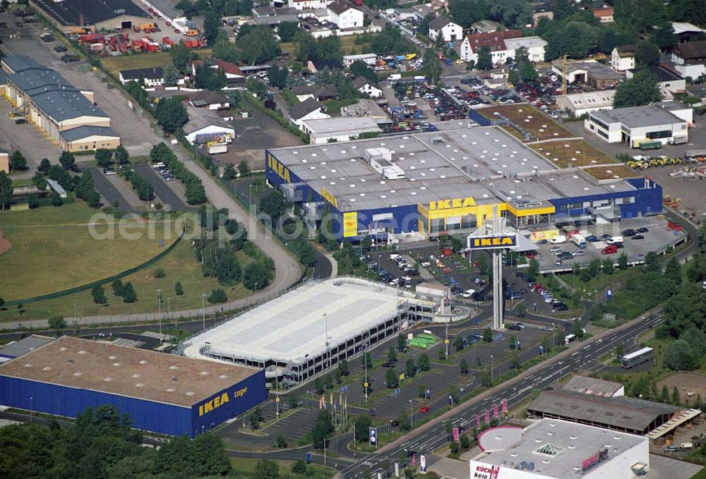 Hanau / Hessen from the bird's eye view: : Blick auf das IKEA Einrichtungshaus Hanau. IKEA Deutschland GmbH & Co.KG,Niederlassung Hanau,Oderstrasse 21,63452 Hanau