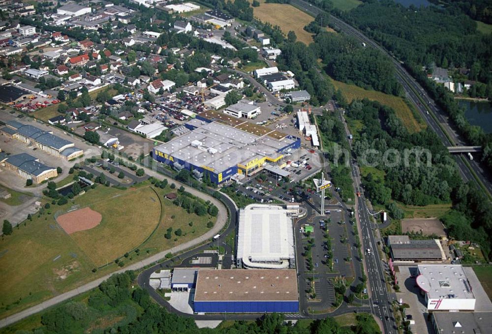 Aerial image Hanau / Hessen - : Blick auf das IKEA Einrichtungshaus Hanau. IKEA Deutschland GmbH & Co.KG,Niederlassung Hanau,Oderstrasse 21,63452 Hanau