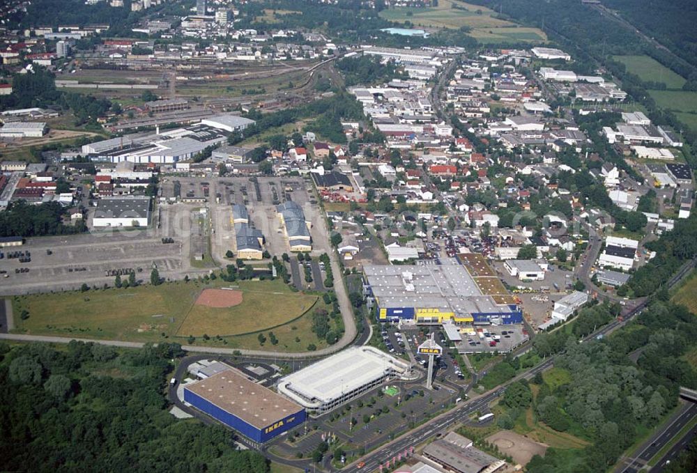 Hanau / Hessen from above - : Blick auf das IKEA Einrichtungshaus Hanau. IKEA Deutschland GmbH & Co.KG,Niederlassung Hanau,Oderstrasse 21,63452 Hanau