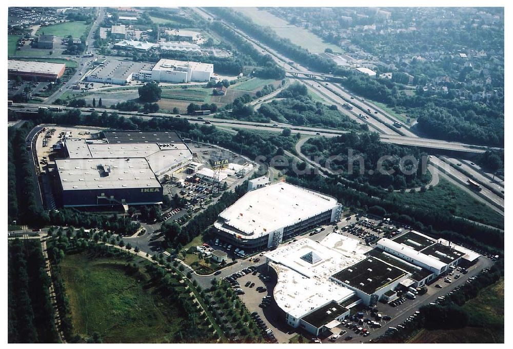 Kassel / Hessen from above - IKEA-Einrichtungshaus Kassel an der Bundesautobahn A49/ Konrad-Zuse Straße/ Heinrich-Herz Straße. Mit im Bild das neu errrichtete Parkdeck sowie der an die OPEL-Niederlassung Kasse lvermiete Grundbesitz