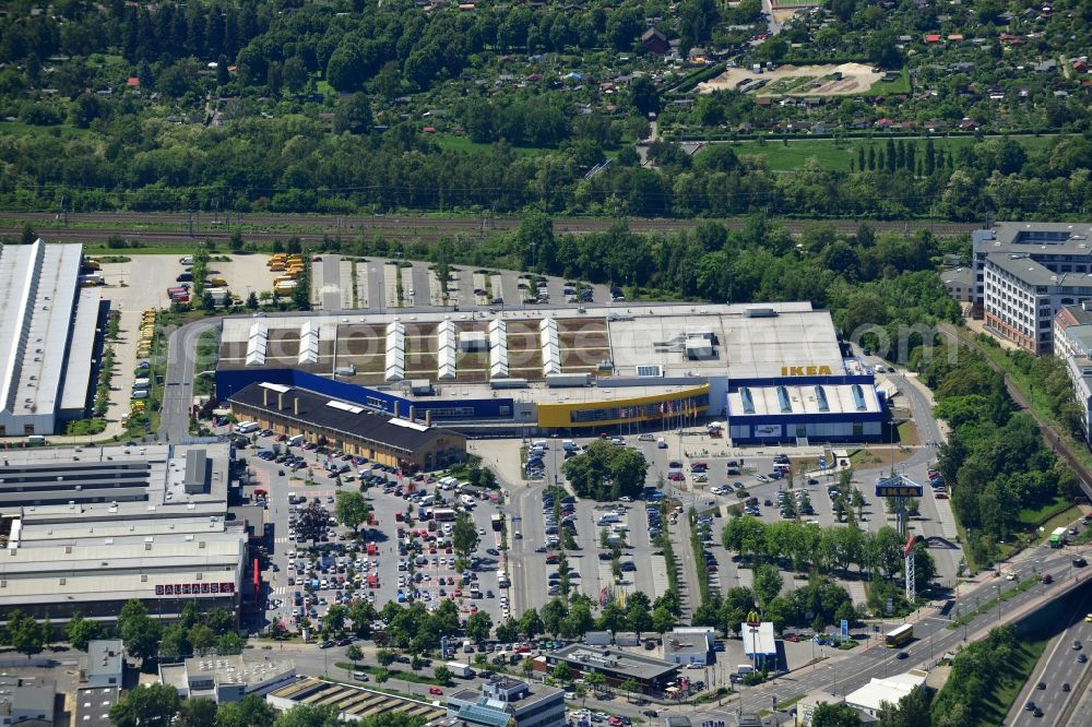 Aerial image Berlin - View of the furniture store IKEA in Berlin-Tempelhof